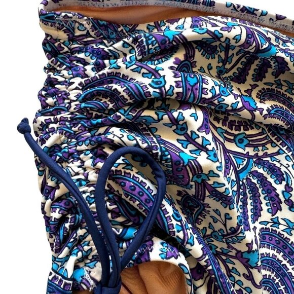 J. Crew Reimagined Plus Size 2X Ruched Swim Bikini Bottoms High Rise Paisley - Picture 5 of 12